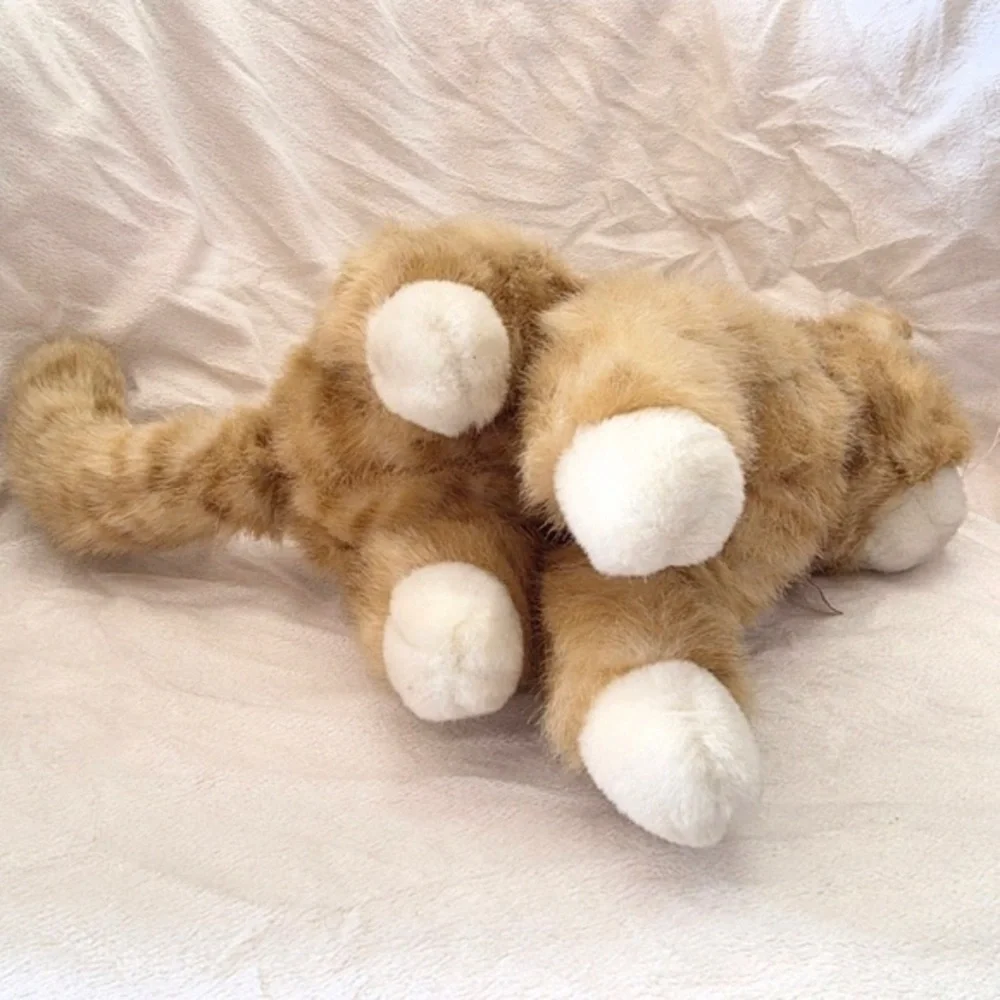 Plush Cat Toy in Light Brown and Cream - Soft Pet Plush
